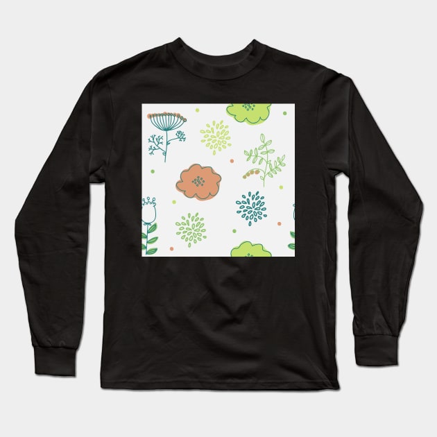 Elegance Seamless pattern with flowers, vector floral illustration in vintage style Long Sleeve T-Shirt by Olga Berlet